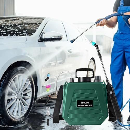 Garden Sprayer Battery Powered - Portable Mister Rechargeable | Battery Power Sprayer with Adjustable Shoulder Strap,for Farm Lawn Yard Backyard Agriculture Plant Outdoor Home - color: 6.5L Army Green