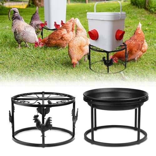 Metal Stand for Chicken Feeder Waterer, Heavy Duty Poultry Water Feeder Stand Holder with Basin, Rustproof Iron Chicks Feeding Buckets Support Shelves for Cat Dog Bowl Indoor Outdoor - color: A