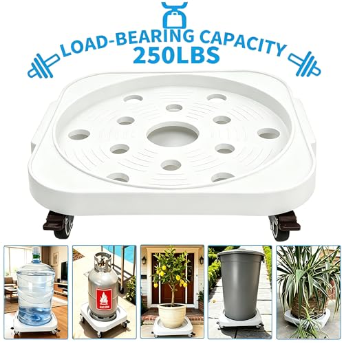 2-Pack 11" 5-Gallon Water Bottle Jug Caddy with 4 Rolling Swivel Casters - Heavy-Duty 5-Gallon Bucket Dolly & Plant Stand, Blue (2, White) - color: White