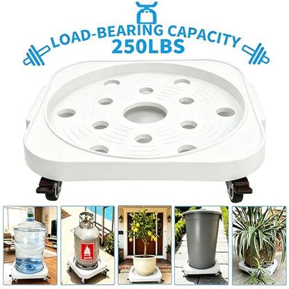 2-Pack 11" 5-Gallon Water Bottle Jug Caddy with 4 Rolling Swivel Casters - Heavy-Duty 5-Gallon Bucket Dolly & Plant Stand, Blue (2, White) - color: White