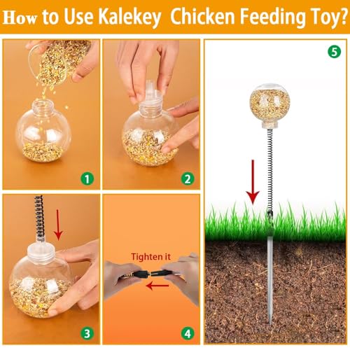 Kalekey 2 Pack Chicken Feeding Toy, Chicken Enrichment Toys with Spring and Ground Stake, Chicken Treat Dispenser Peck Toy for Hens Poultry Duck Birds Parrot Cat - size: 2 Pack