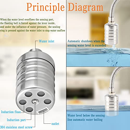 Automatic Water Level Control Valve Float Valve, 1/2" 3/4'' Auto Fill Shut off Water Tank Float Ball Valve, 304 Stainless Steel Float Valve for Water Tank (1/2''Male Thread) - color: 1/2''Male Thread