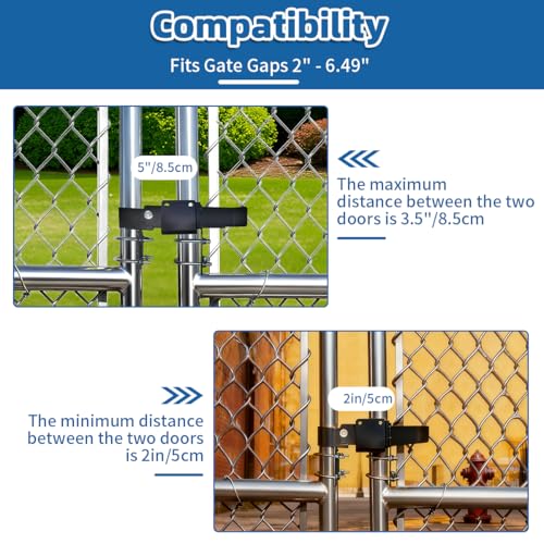 Chain Link Double Gate Latch for 1-3/8 Inch Gate Frames - Strong Arm Design with Padlock Holes,Chain Link Fence Gate Latch for Ranch Fences & Yard Gates