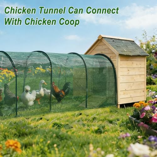 Chicken Runs for Yard,79" & 157" Extra Long Foldable Chicken Tunnels for Outside,All-in-One Kit with Sun Protection Net, Removable Door, Frame & Tools (Green, 236 * 21 * 32 inches) - size: 236*21*32 inches