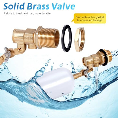 Float Valve 3/4 inch, Brass Water Float Valve with Adjustable Arm, Float Ball Valve Automatic Fill and Water Level Control for Water Trough,Fountains,Water Tank,Ponds,Pool,Aquariums - color: 3/4 in