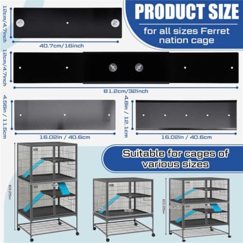 Chunful Scatter Guards Compatible with Ferret Nation & Critter Nation, 9 Pcs Pull Out Adjustable Small Animal Cages Guards, Urine & Litter Containment for Ferrets, Chinchillas, Rats(Black) - color: Black
