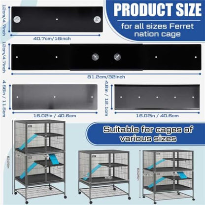 Chunful Scatter Guards Compatible with Ferret Nation & Critter Nation, 9 Pcs Pull Out Adjustable Small Animal Cages Guards, Urine & Litter Containment for Ferrets, Chinchillas, Rats(Black) - color: Black