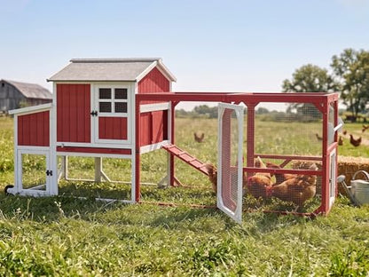 Large Chicken Coop with Wheels, Outdoor Hen House Tractor for 3-6 Chickens | 3 Nesting Boxes, 6 Access Doors, Pull-Out Tray, Mobile, Expandable, Easy-Clean, Breathable, 95"L - size: 95.0"L x 32.0"W x 45.0"H