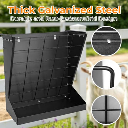 2 in 1 Wall Mount Hay and Grain Feeder,Livestock Feeder | Galvanized Steel Hay Feeder Rack,Large Capacity,For Goats/Sheep, Horses, Cattle,Barn Farm Pens