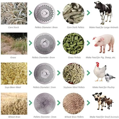 Animal Feed Pellet Machine, Fodder Press for Chicken and Cow, Pelletizer for Farms and Feed Mills, Grinder Maker for Animal Pellet Production - size: 8mm