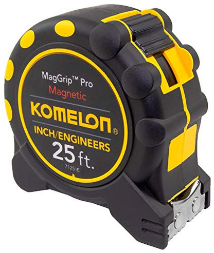 Komelon 7125IE; 25' x 1" Magnetic MagGrip Pro Tape Measure with Inch/Engineer Scale, Yellow/Black - style: Tape Measure