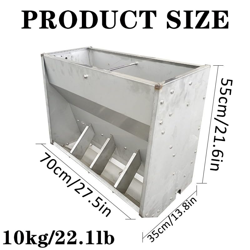 Hog Feeder for Pigs Heavy Duty Steel Piglets Feeder, Moisture Proof Piglet Creep Feeder with Self Feeder, Multipurpose Trough Creep Feeder Outdoor Livestock Feeder, for Barn, Farm,Silver,70cm - size: 70cm
