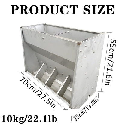 Hog Feeder for Pigs Heavy Duty Steel Piglets Feeder, Moisture Proof Piglet Creep Feeder with Self Feeder, Multipurpose Trough Creep Feeder Outdoor Livestock Feeder, for Barn, Farm,Silver,70cm - size: 70cm