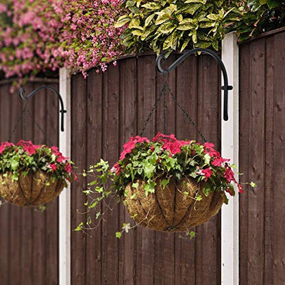 AJART Hanging Plant Hanger Outdoor: 12-Inch Metal Bird Feeder Wall Hooks - 4 Pieces Black Plant Bracket Hook for Hanging Flower Baskets - size: 12 Inch, style: Plant Hooks