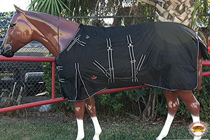 Black 80 in HILASON 1200D Winter Waterproof Poly Horse Turnout Blanket Belly Wrap - color: Black, size: 80 In