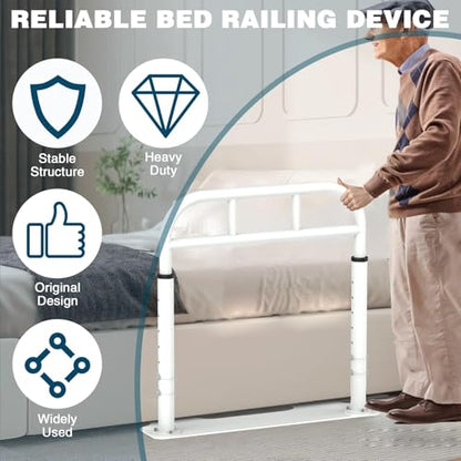 THOOUM Bed Rail for Elderly Adults Safety, Heavy Duty Bed Rail with 6 Adjutsable Heights, Bed Assist Rail for Seniors, Twin, Queen, King Size Bed (400 LBS Loading, White)