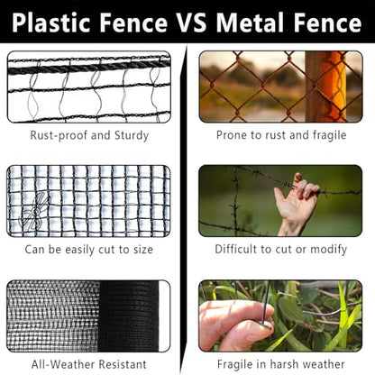 5x100ft Deer Fence Netting, Plastic Mesh Fence Heavy Duty Garden Fence Animal Barrier Garden Netting for Plants Fruit Trees Vegetables Against Deer, Birds, Rabbits, Chickens and Other Animals, Black - color: Black, size: 5x100ft