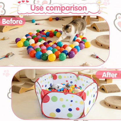 Cat Ball Pit, Pop Up Ball Pits Tent，Cat Enrichment Toys，Suitable for Indoor and Outdoor Activities (39.37inches in Diameter,No Ball Included) (Red) - color: Red