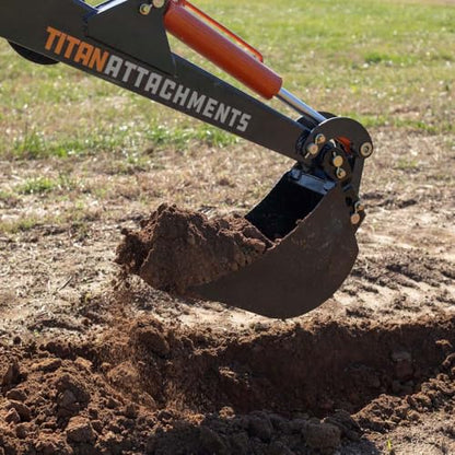Titan Attachments 8in Wide Backhoe Bucket, 3-Carbon Steel Teeth, Hydraulic Tilt Backhoe & Excavator Attachment - size: 8"