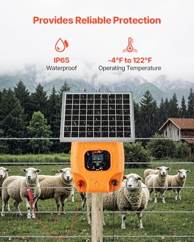 VEVOR Solar Fence Charger, 1J 10 kV Solar Powered Fence Charger, 1.86 Miles Range, Electric Fence Energizer Kit, Keep Out Predators, 3 Days Runtime, for Livestock, Poultry, Garden Protection - style: 1J