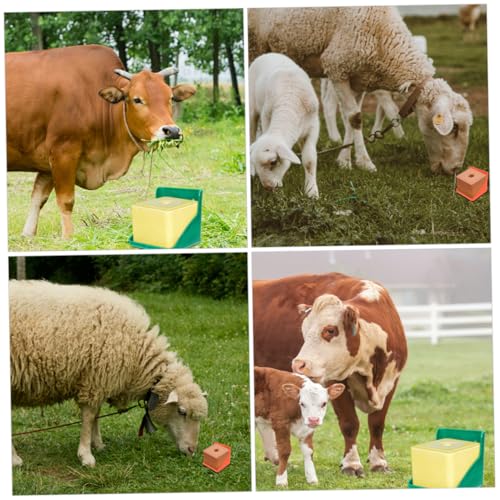 Happyyami 2pcs Salt Block Feeder Holder for Livestock Farm Salt Fodder Feeder Lid for Horse Goat Sheep