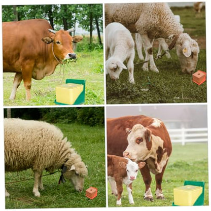 Happyyami 2pcs Salt Block Feeder Holder for Livestock Farm Salt Fodder Feeder Lid for Horse Goat Sheep