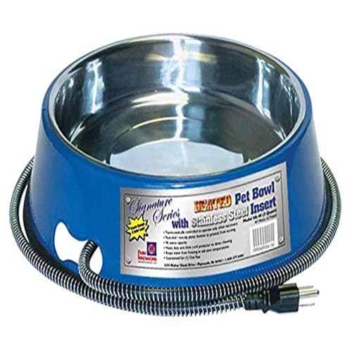 Farm Innovators Signature Series 3 Quart 40 Watt Electric Heated Pet Water Bowl with Stainless Steel Insert, Thermostatic Control, (2 Pack) - size: 3 Qt