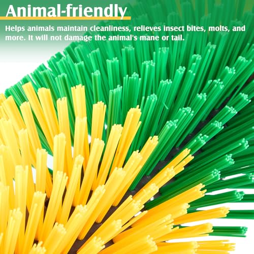 3 Pack Livestock Scratching Brush Itch Relief Horse Scratching Post Self-grooming Goat Scratcher with Durable Screws for Horse Pony Goat Sheep Pig Donkey (Green and Yellow) - color: Green and Yellow