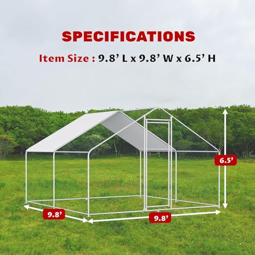 Large Metal Chicken Coop Walk-in Poultry Cage Chicken Run Pen Rabbit Duck House with Waterproof and Anti-UV Cover for Outdoor Farm Use - color: 2-Unit Coop