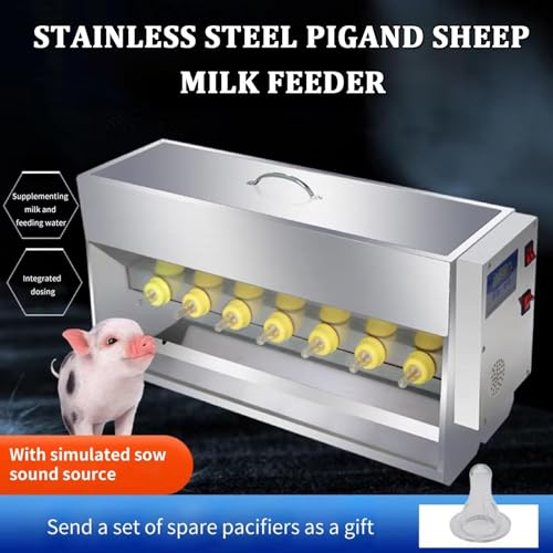Multifunctional Piglet Milk Feeding Machine, Automatic Constant Temperature Stainless Steel Feeder with 10/14 Nipples and Sound for Lambs, Calves, and Piglets 20L - size: 20L