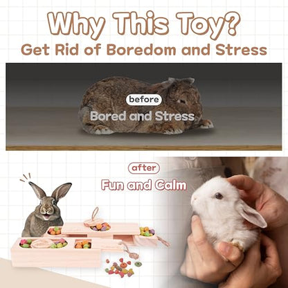 SoulThink® Advanced Interactive Wooden Pet Rabbit Toys - Sniff n' Snack Bunny Chew Toys for Rabbit Treats, Suited for Chinchilla Foraging, Guinea Pigs Boredom, and Hamster Enrichment (2 Set) - style: Sniff n' Snack - Advanced