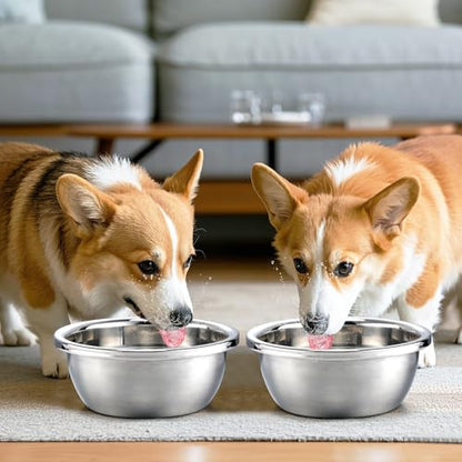 2 Pcs 0.5 Gallon Dog Bowls for Small Dogs - Food Grade Stainless Steel Metal Water Bowl, Easy to Clean Food Bowls for Indoor Outdoor - size: 0.5 Gallons