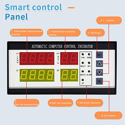 Incubator Controller XM-18ZH Fahrenheit 7-Way for Hatching Eggs | Digital incubator controller with Fahrenheit display.7-way output.Temp humidity sensors.Built in alarm.Adjustable egg turning