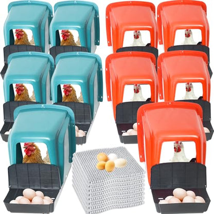 10-Pack Chicken Nesting Boxes with Perch, Roll-Out Laying Boxes for Hens,Egg Nesting Box for Chicken Coop, Large