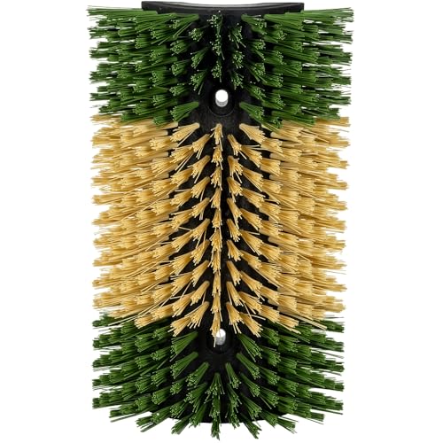 Premier 1 Scratch Brushes for Cattle, Sheep, Goats, Horses & Other Livestock | Durable 2" Stiff Bristles Built to Last | Easily Mounts with Hardware Included (Green/Tan - XL) - style: Green/Tan - XL
