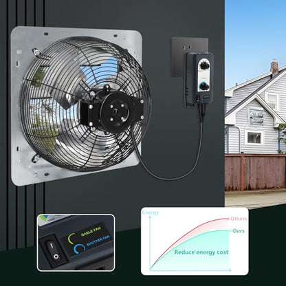 12 inch Shutter Exhaust Fan with Speed & Thermostat Control, 1400 SQ. Ft Coverage Area, 960 CFM, Upgrade Wall Mount Attic Vent Fan for Greenhouse, Garage, Chicken Coops Ventilation Fans - size: 12 inch