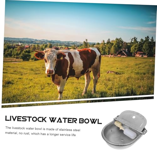 Toyvian Automatic Stainless Steel Animal Waterer with Float Valve Durable Farm Water Bowl for Cattle Pigs Sheep Horses Outdoor Pets Capacity Automatic Water Dispenser