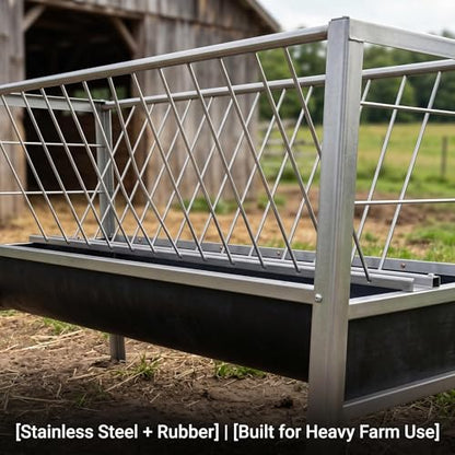 2-in-1 Livestock Feeder, 77 Gallon Capacity, 33.4" Height Cattle and Sheep Hay Feeder with Deeper Pan, Heavy Duty Steel for Cattle and Sheep Farm Sheds