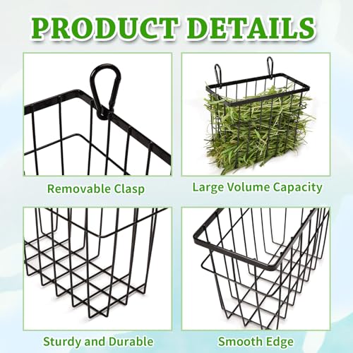 SANGLE SOPFFY Rabbit hay Feeder Small Animal Feeding Set with 350ml Water Bottle, Hay Rack for Guinea Pigs, Chinchillas - color: black-4