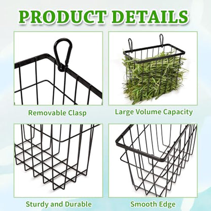 SANGLE SOPFFY Rabbit hay Feeder Small Animal Feeding Set with 350ml Water Bottle, Hay Rack for Guinea Pigs, Chinchillas - color: black-4