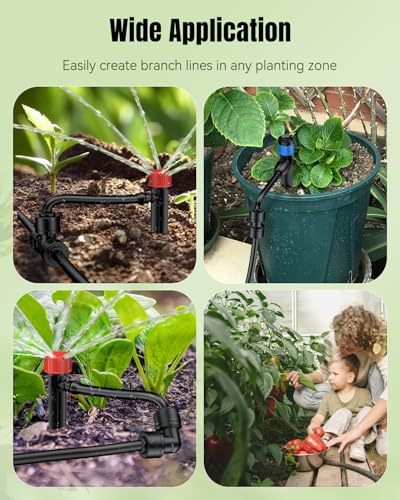 Pawfly 40 Pcs Quick Connect Drip Irrigation Fittings Kit for 1/4" Tubing, Push-to-Fit Drip Line Connectors Set with 10 Tees, 10 Couplings, 10 Elbows & 10 End Plugs, Anti-Leak Drip Irrigation Parts - size: 40pcs 1/4" Fittings Kit