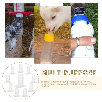 Lurrose 10pcs Calf Feeding Bottle Nipples Rubber Teats for Nursing Bottles Livestock Milk Feeding Supplies Suitable for Farm Use