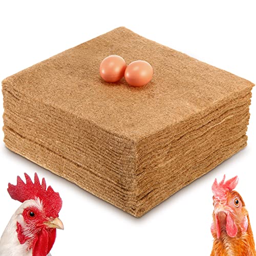 Aoriher 24 Pack Natural Hemp Chicken Nesting Pads Reusable Hens Bedding Mats Chicken Nesting Box Liners for Hen Laying Eggs, Coop Pet Garden Lawn Indoor Outdoor, 11.8 x 11.8 Inches