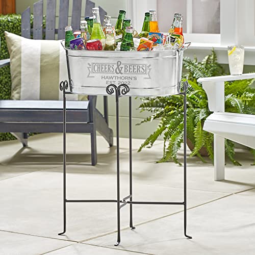 Let's Make Memories Personalized Cheers & Beers Beverage Tub w/Stand - Custom Beverage Tub - Unique Entertaining Essential - 5.5 Gallons - color: Cheers & Beers, size: With Stand