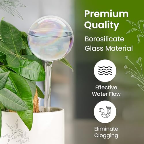 Iridescent Self Watering Globes, Glass Rainbow Plant Watering Globes, Self Watering Planter Insert, Automatic Plant Waterer Indoor (Medium-2 Pcs Iridescent, Medium) - color: Medium - 2 Pcs (Pack of 1)