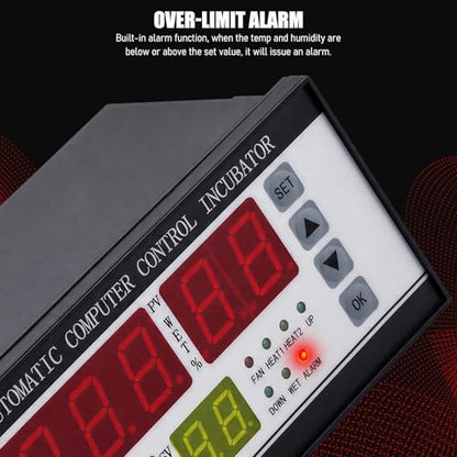 Multifunctional Automatic Incubator Thermostat Temperature Humidity Controller for Eggs Black