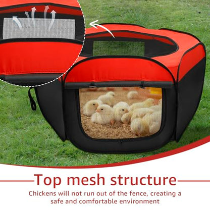 Oxford Cloth Brooder Box for Chick Starter Kit Brooder Pen/Baby Chicken Supplies, Portable Small Pet Cage Tent with Zippered Cover, Brooder Box with Ideal Size Brooding up Baby Chick, Duck and Quail