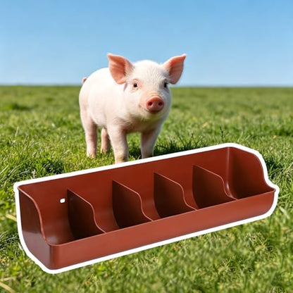 Orange/Red Waterproof Piglets Feeder, 4 5 6 Holes Plastic Rabbit Hay Feeder, Hanging Water Trough for Small Animals, Easy to Clean(Red L54.5cm/21.5") - size: Red L54.5cm/21.5"