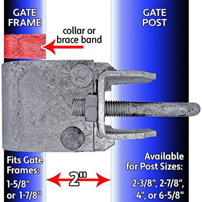 Chain Link Fence Bull Dog Commercial Duty Gate Hinge-for 2-3/8" Outside Diameter Gate Post/Pipe & 1-5/8" Thru 1-7/8" CASE Qty 10 - size: 2-3/8" Post - 10 Pack