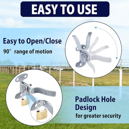 SIHAI 1 Pack Chain Link Fence Gate Latch, 1-3/8" Wall Mount (Flat Back) Metal Gate Fork Latch Hardware with Lag Bolt for Fence Gate Frames, Easily Mounts to Post or Wall